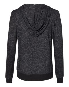 J. America 8656 Women’s Cozy Jersey Hooded Full-Zip – Black (back)