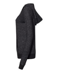 J. America 8656 Women’s Cozy Jersey Hooded Full-Zip – Black (side)
