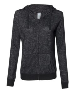 J. America 8656 Women’s Cozy Jersey Hooded Full-Zip – Black