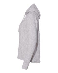 J. America 8680 Women’s Teddy Fleece Hooded Sweatshirt – Smoke Heather (side)