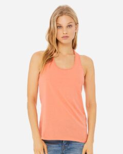 BELLA + CANVAS 6008 Women’s Jersey Racerback Tank – Sunset (on model)