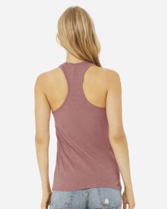 BELLA + CANVAS 6008 Women’s Jersey Racerback Tank – Heather Mauve (on model back)