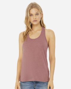 BELLA + CANVAS 6008 Women’s Jersey Racerback Tank – Heather Mauve (on model)