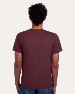JERZEES 560MR Premium Blend Ring-Spun T-Shirt – Maroon Heather (on model back)