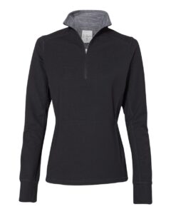 J. America 8433 Women’s Omega Stretch Quarter-Zip Pullover – Black Triblend