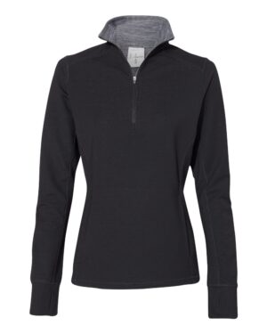 J. America 8433 Women’s Omega Stretch Quarter-Zip Pullover – Black Triblend