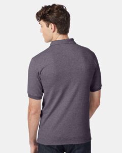 Hanes 054X Unisex EcoSmart® Jersey Polo – Charcoal Heather (on model back)