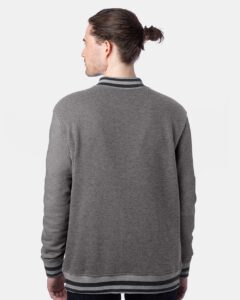Champion CO100 Unisex Bomber Jacket – Oxford Grey/ Charcoal Heather (on model back)