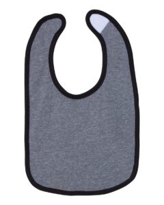 Rabbit Skins 1004 Infant Contrast Trim Premium Jersey Bib – Granite Heather/ Black (side)