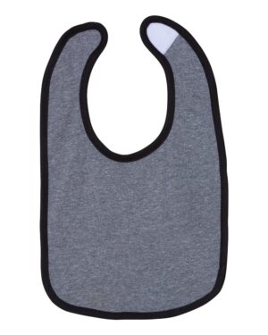 Rabbit Skins 1004 Infant Contrast Trim Premium Jersey Bib – Granite Heather/ Black (side)