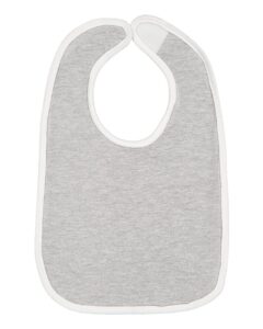 Rabbit Skins 1004 Infant Contrast Trim Premium Jersey Bib – Heather/ White (side)