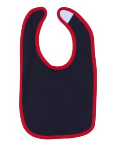 Rabbit Skins 1004 Infant Contrast Trim Premium Jersey Bib – Navy/ Red (side)