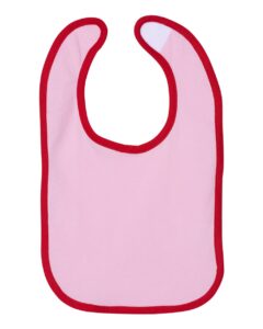 Rabbit Skins 1004 Infant Contrast Trim Premium Jersey Bib – Pink/ Red (side)