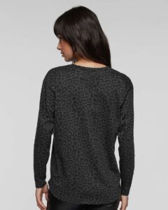 LAT 3508 Women’s Fine Jersey Long Sleeve Tee – Black Leopard (on model back)