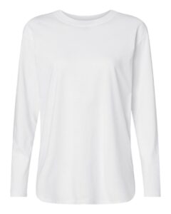 LAT 3508 Women’s Fine Jersey Long Sleeve Tee – White