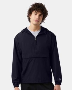 Champion CO200 Unisex Packable Anorak Jacket – Navy (on model)