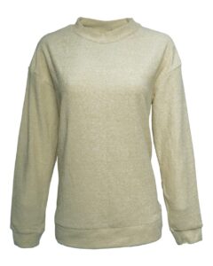 J. America 8428 Women’s Weekend Terry Mock Neck Pullover – Natural