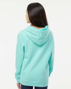 Independent Trading Co. SS4001Y Youth Midweight Hooded Sweatshirt – Mint (on model back)