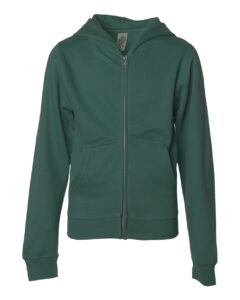 Independent Trading Co. SS4001YZ Youth Midweight Full-Zip Hooded Sweatshirt – Alpine Green
