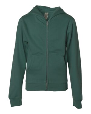 Independent Trading Co. SS4001YZ Youth Midweight Full-Zip Hooded Sweatshirt – Alpine Green
