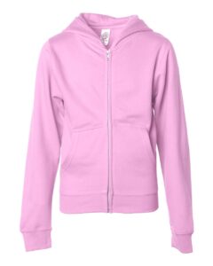 Independent Trading Co. SS4001YZ Youth Midweight Full-Zip Hooded Sweatshirt – Light Pink