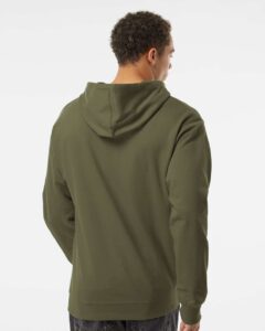 Independent Trading Co. SS4500 Unisex Midweight Hooded Sweatshirt – Army (on model back)