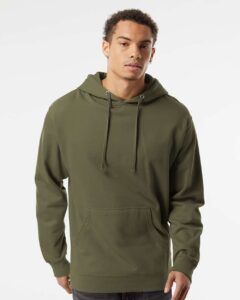 Independent Trading Co. SS4500 Unisex Midweight Hooded Sweatshirt – Army (on model)