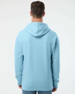 Independent Trading Co. SS4500 Unisex Midweight Hooded Sweatshirt – Blue Aqua (on model back)