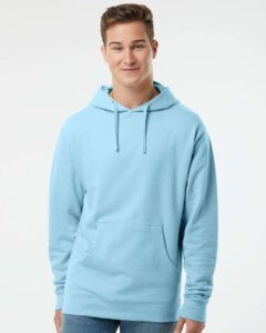 Independent Trading Co. SS4500 Unisex Midweight Hooded Sweatshirt – Blue Aqua (on model)