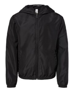 Independent Trading Co. EXP24YWZ Youth Lightweight Windbreaker Full-Zip Jacket – Black