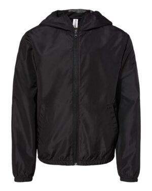 Independent Trading Co. EXP24YWZ Youth Lightweight Windbreaker Full-Zip Jacket – Black