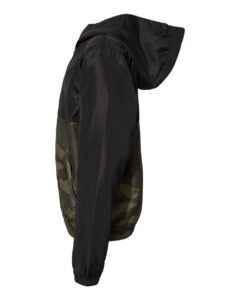 Independent Trading Co. EXP24YWZ Youth Lightweight Windbreaker Full-Zip Jacket – Black/ Forest Camo (side)