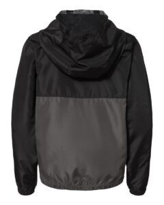 Independent Trading Co. EXP24YWZ Youth Lightweight Windbreaker Full-Zip Jacket – Black/ Graphite (back)