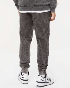 Independent Trading Co. PRM50PTMW Unisex Mineral Wash Fleece Sweatpants – Black (on model back)