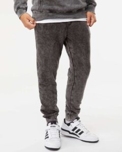 Independent Trading Co. PRM50PTMW Unisex Mineral Wash Fleece Sweatpants – Black (on model)