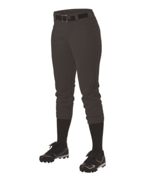 Alleson Athletic 605PBWY Girls’ Fastpitch Softball Pants with Belt Loops – Black (side)
