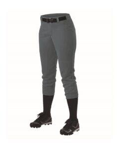 Alleson Athletic 605PBWY Girls’ Fastpitch Softball Pants with Belt Loops – Charcoal (side)