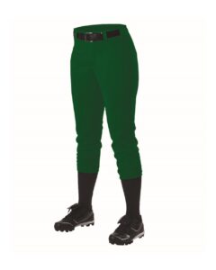 Alleson Athletic 605PBWY Girls’ Fastpitch Softball Pants with Belt Loops – Forest (side)