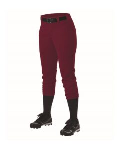 Alleson Athletic 605PBWY Girls’ Fastpitch Softball Pants with Belt Loops – Maroon (side)