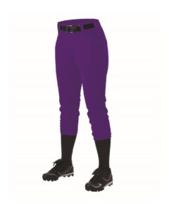 Alleson Athletic 605PBWY Girls’ Fastpitch Softball Pants with Belt Loops – Purple (side)