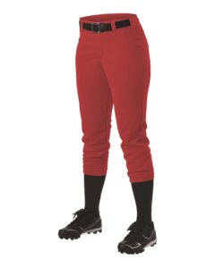 Alleson Athletic 605PBWY Girls’ Fastpitch Softball Pants with Belt Loops – Red (side)