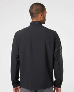 Adidas A267 Men’s Wind Resistant Full-Zip Jacket – Black/ Black (on model back)