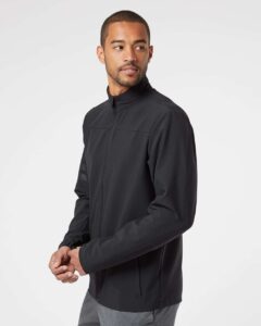Adidas A267 Men’s Wind Resistant Full-Zip Jacket – Black/ Black (on model side)