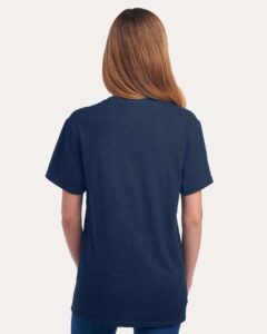 JERZEES 560MR Premium Blend Ring-Spun T-Shirt – Indigo Heather (on model back)