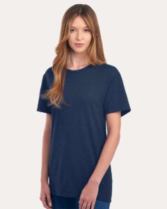 JERZEES 560MR Premium Blend Ring-Spun T-Shirt – Indigo Heather (on model side)