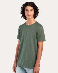 JERZEES 560MR Premium Blend Ring-Spun T-Shirt – Military Green Heather (on model side)