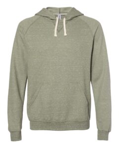 JERZEES 90MR Unisex Snow Heather French Terry Raglan Hooded Sweatshirt – Military Green