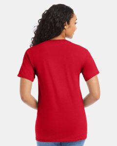Hanes 5280 Unisex Essential-T T-Shirt – Athletic Red (on model back)