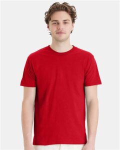 Hanes 4980 Unisex Perfect-T T-Shirt – Athletic Red (on model)