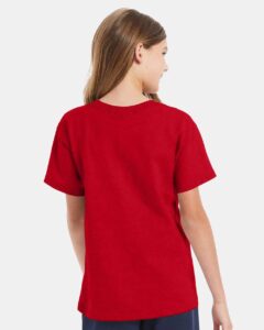 Hanes 5480 Youth Essential-T T-Shirt – Athletic Red (on model back)
